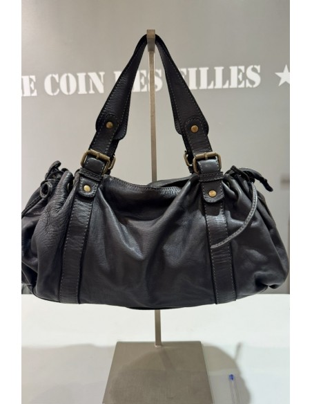 Sac en cuir souple noir modèle Maléna