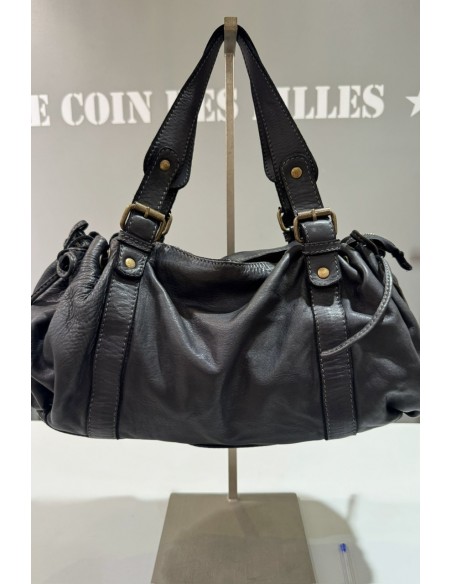 Sac en cuir souple noir modèle Maléna