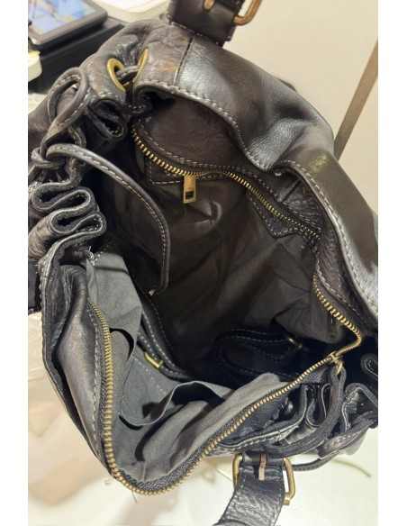 Sac en cuir souple noir modèle Maléna