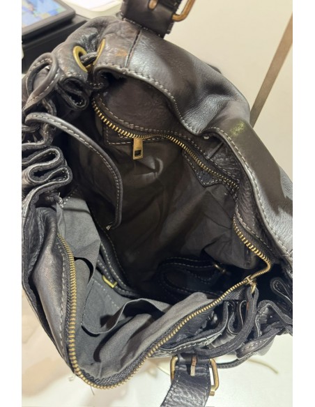 Sac en cuir souple noir modèle Maléna