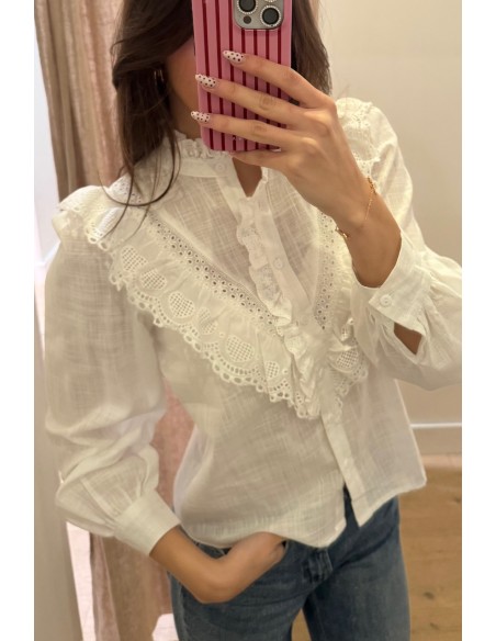 Chemise blanche col volanté