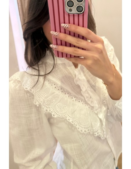 Chemise blanche col volanté