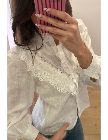 Chemise blanche col volanté