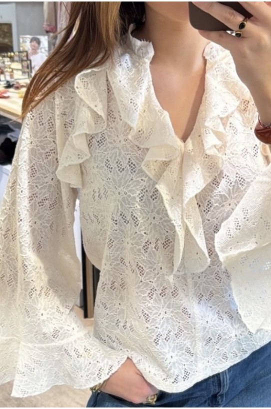 Blouse dentelle volantée