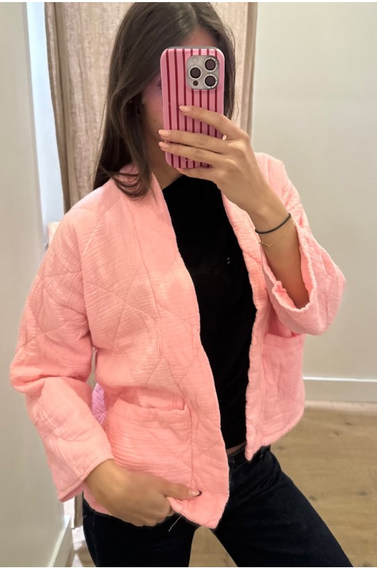 Kimono court matelassé Rose