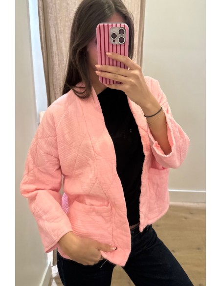Kimono court matelassé Rose