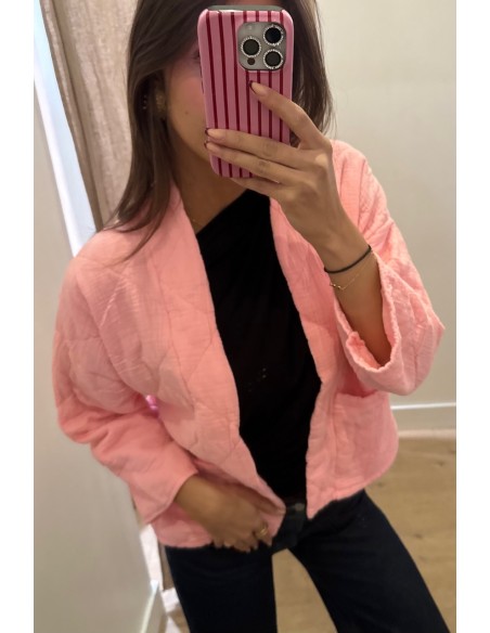 Kimono court matelassé Rose
