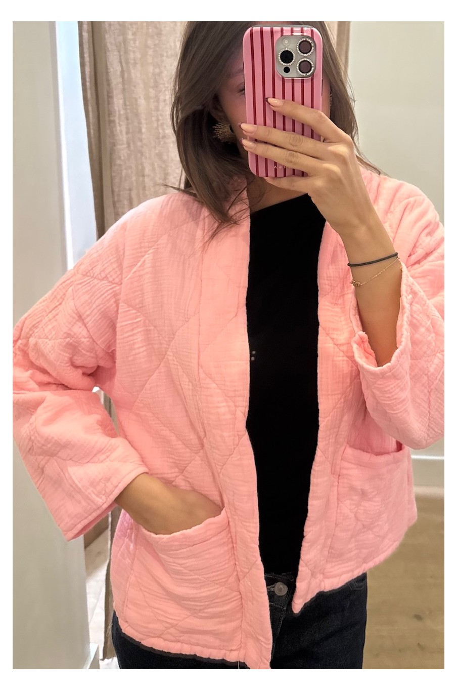 Kimono court matelassé Rose