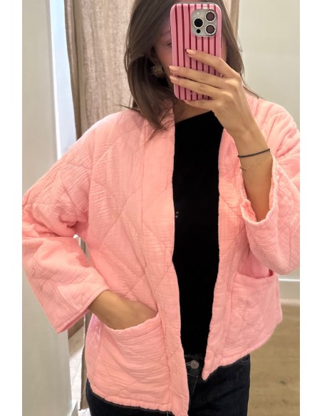 Kimono court matelassé Rose