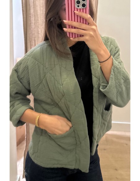 Kimono court matelassé Kaki