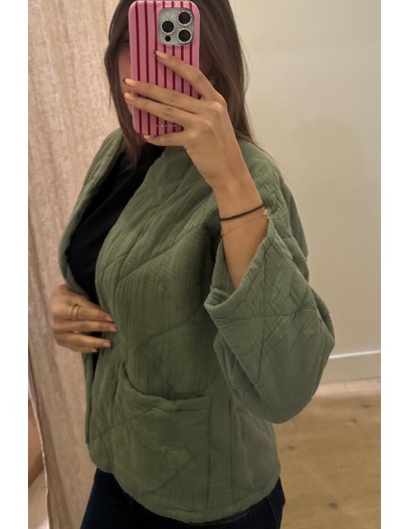 Kimono court matelassé Kaki