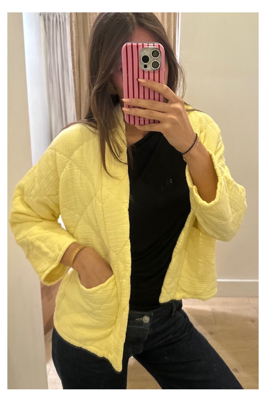 Kimono court matelassé Jaune