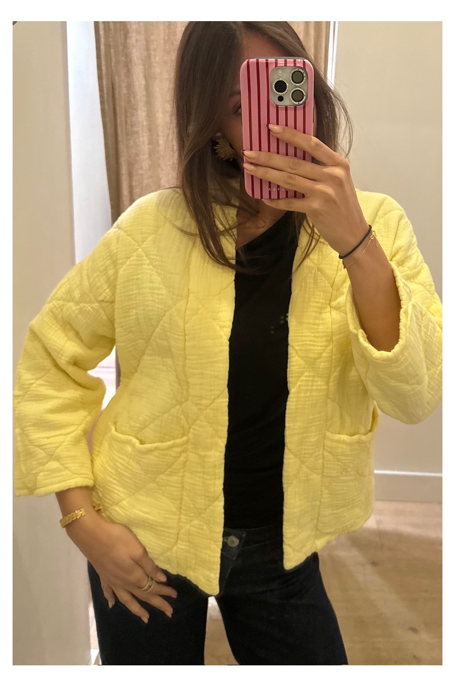 Kimono court matelassé Jaune