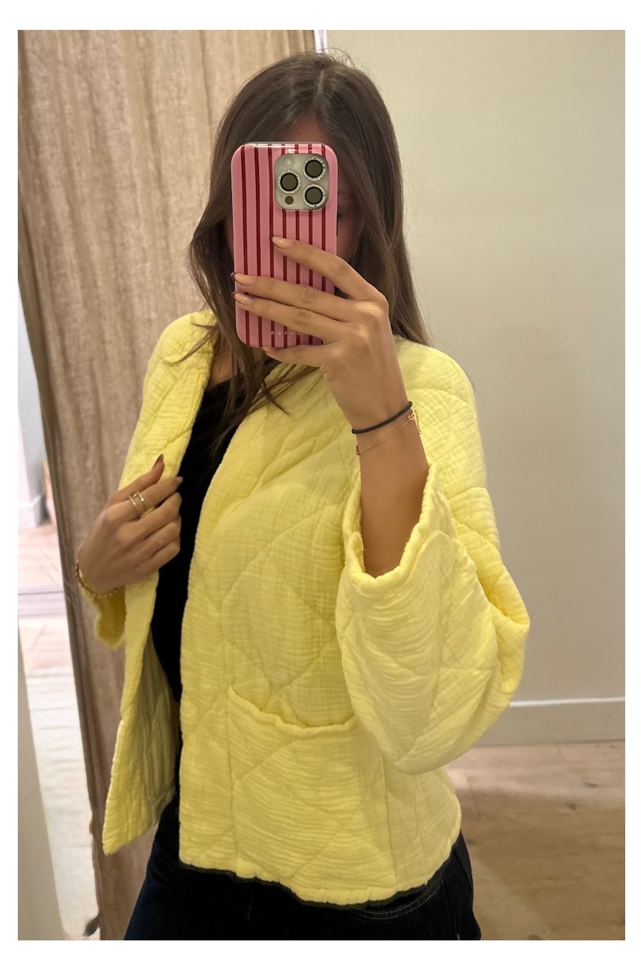 Kimono court matelassé Jaune