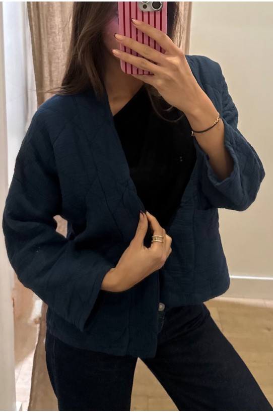 Kimono court matelassé Marine