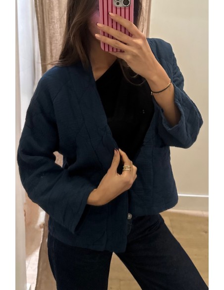 Kimono court matelassé Marine