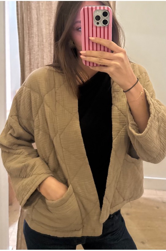 Kimono court matelassé Camel
