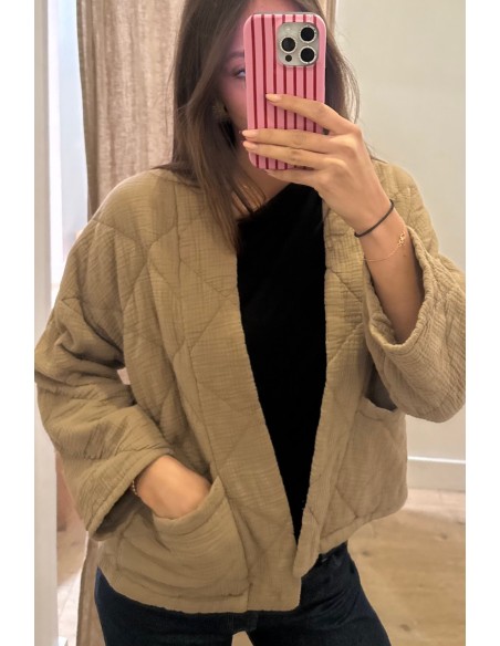 Kimono court matelassé Camel