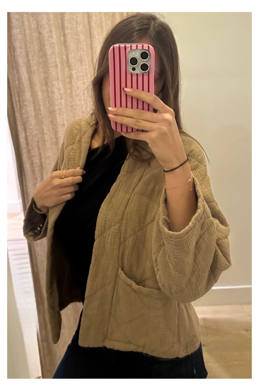 Kimono court matelassé Camel