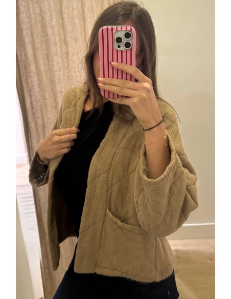 Kimono court matelassé Camel