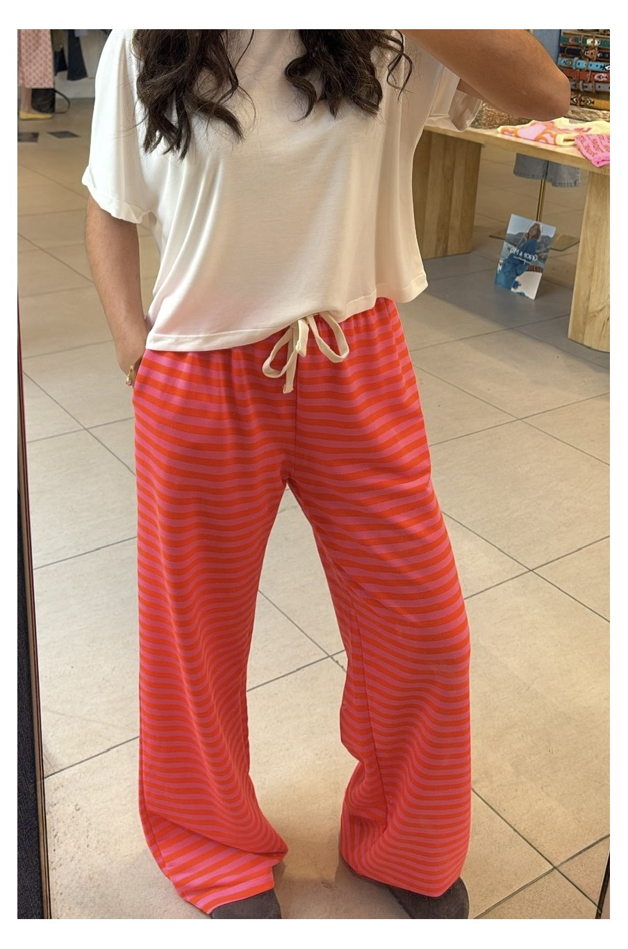 Pantalon à rayures orange