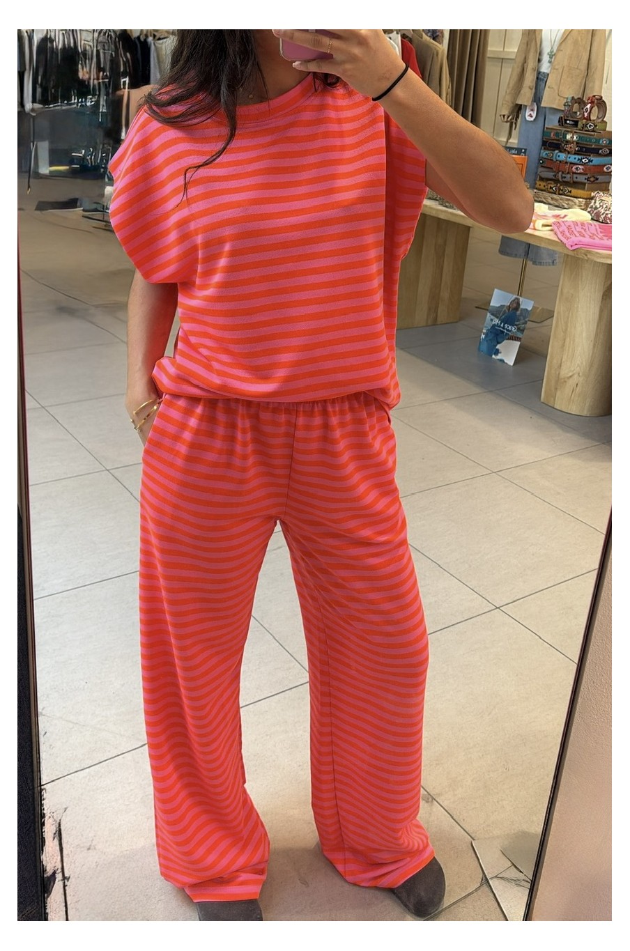 Pantalon à rayures orange