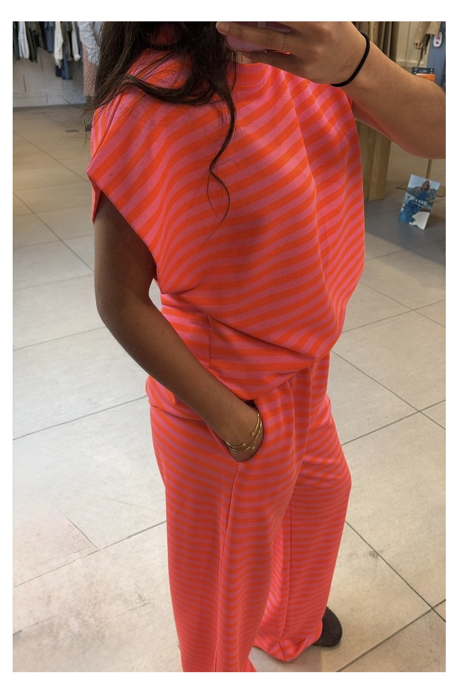 Pantalon à rayures orange